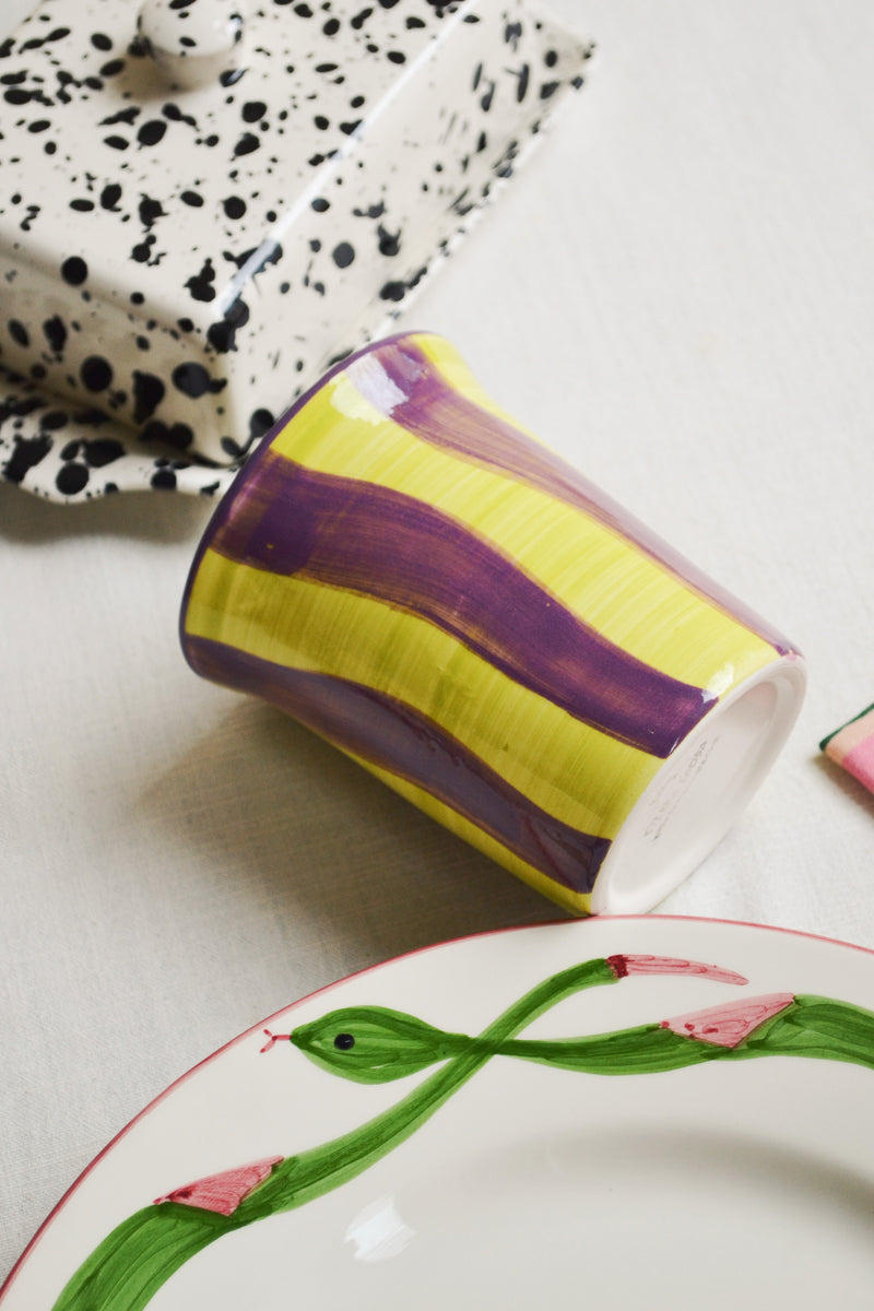 Lime Green and Purple Stripe Ceramic Mug