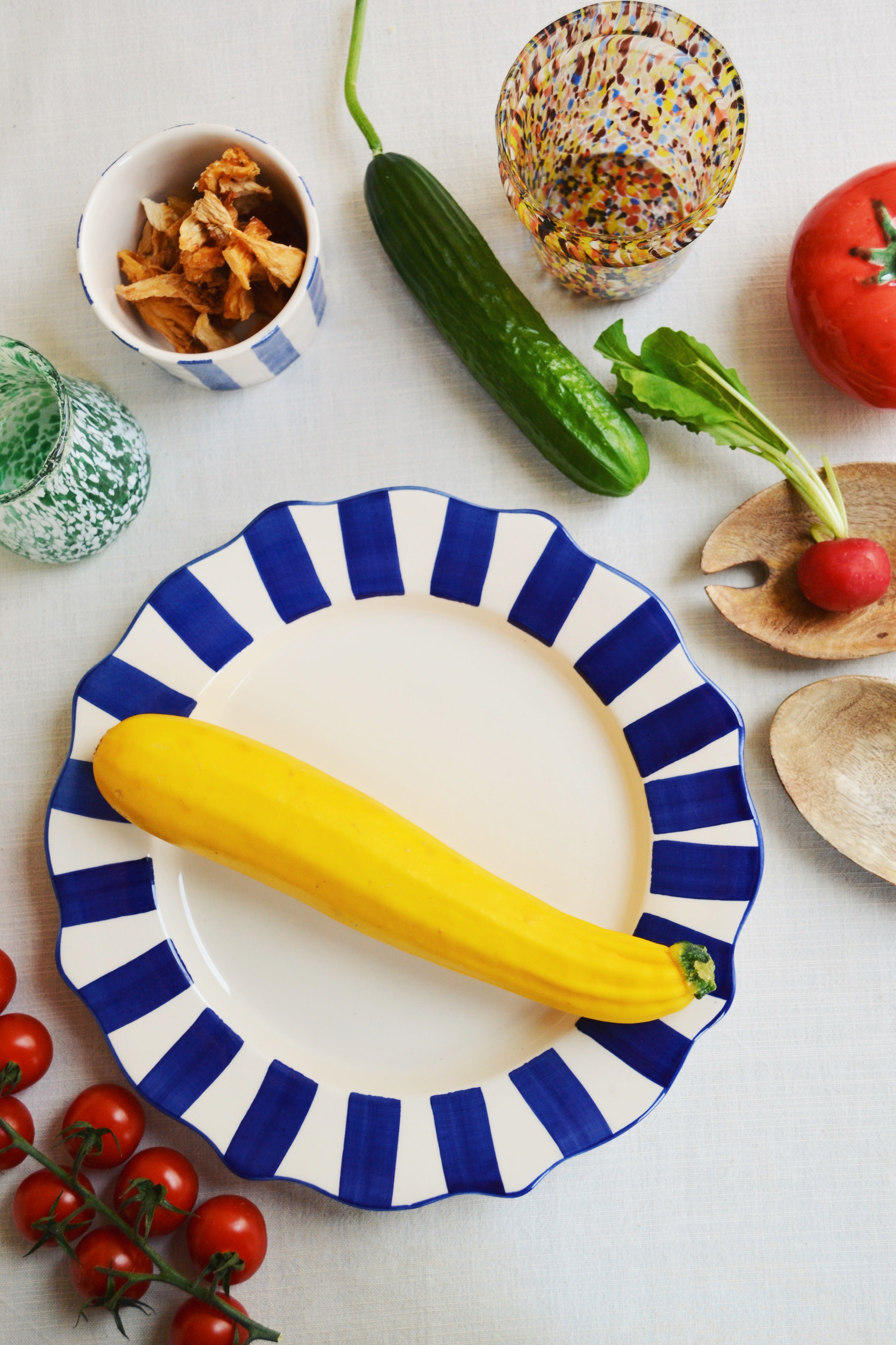 Blue Scalloped Stripe Dinner Plate Spicer and Wood