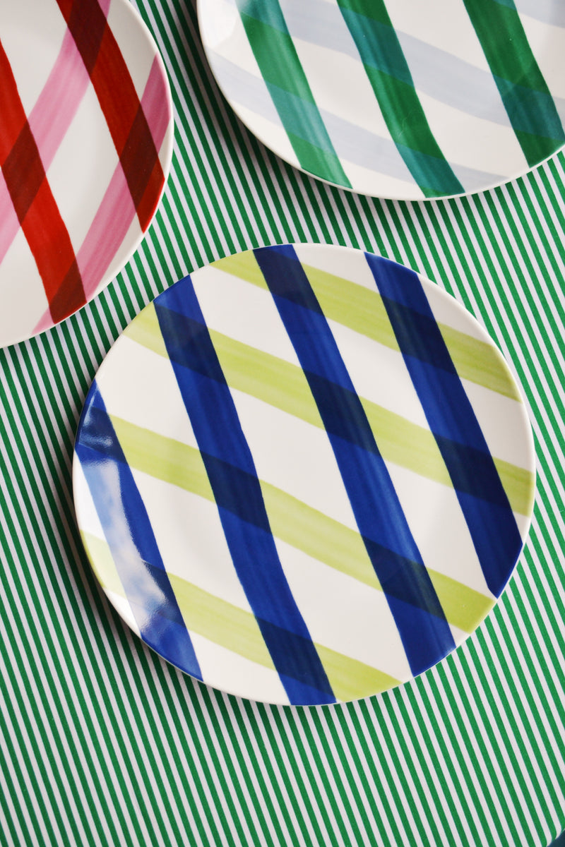 Check Graphic Porcelain Plate - Four Colours Available