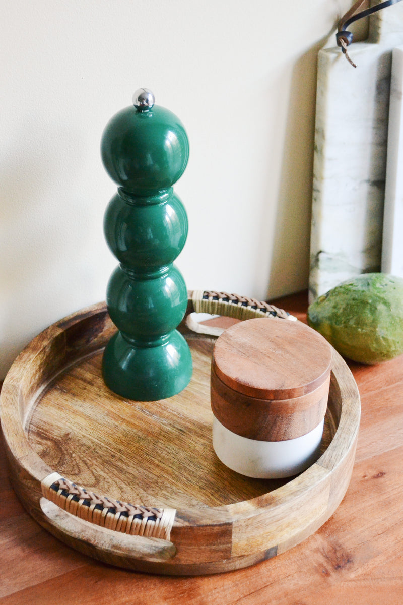 Mango Wood Tray with Cane Handles