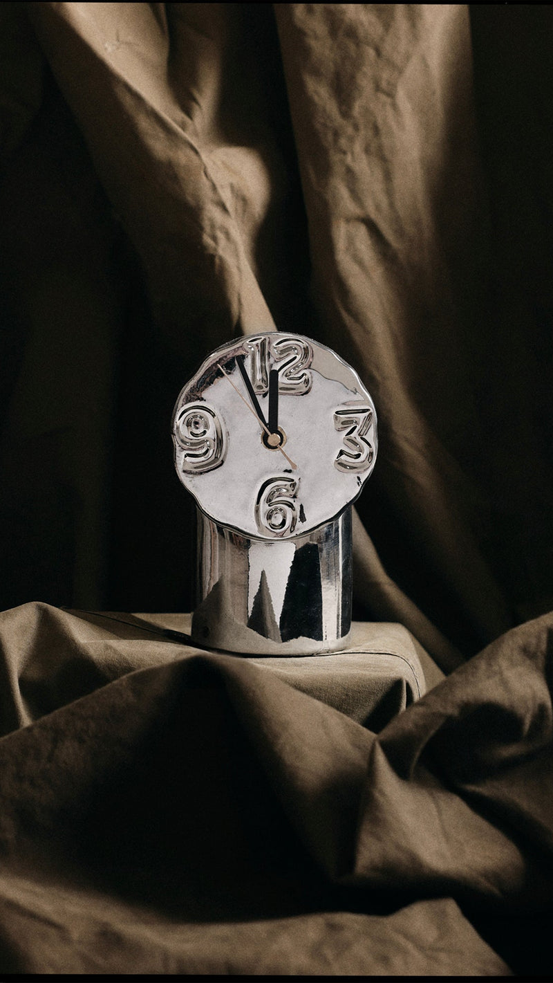 HKLIVING ® | Retro Ceramic Ceramic Clock - Chrome