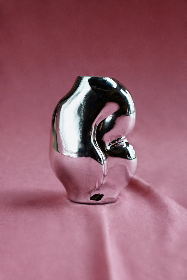 HKLIVING ® | Gleam Glass Small Vase - Chrome