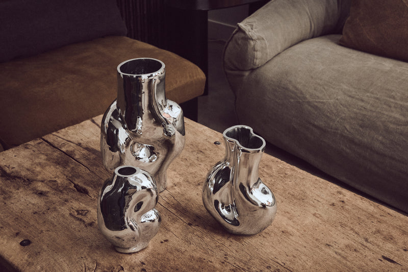 HKLIVING ® | Gleam Glass Vase - Chrome
