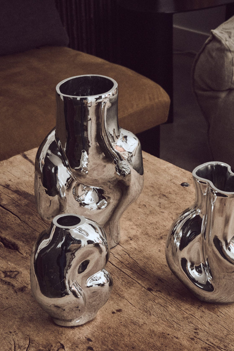 HKLIVING ® | Gleam Glass Small Vase - Chrome