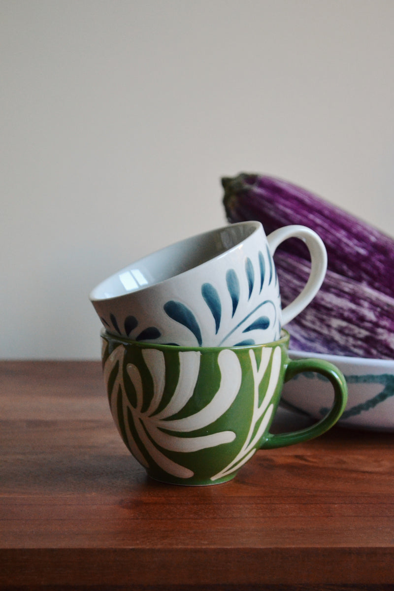 Blue Embossed Patterned Mug