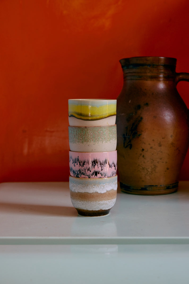 HKLIVING ® | Set of Four Ceramic Café Cups - Deco - Pre - Order