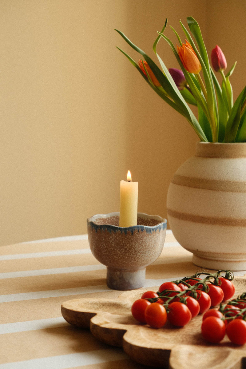 Bowl - Shaped Glazed Candle Holder
