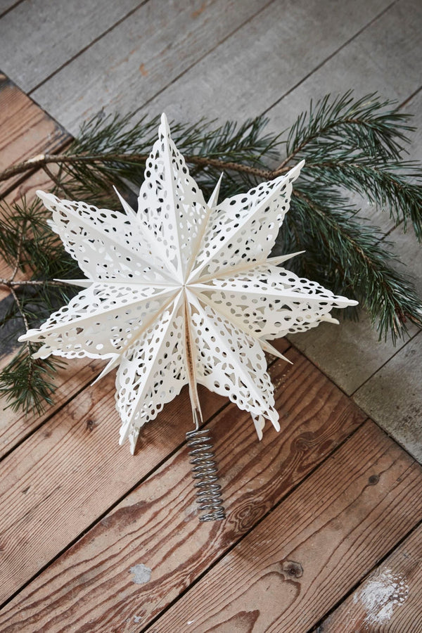 White Paper Cut Out Star Tree Topper