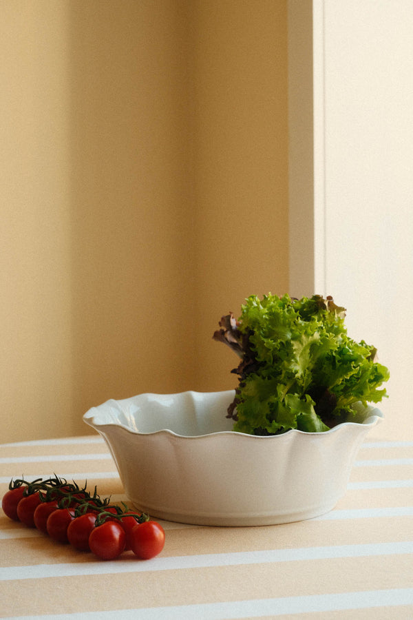 White Scalloped Serving Bowl