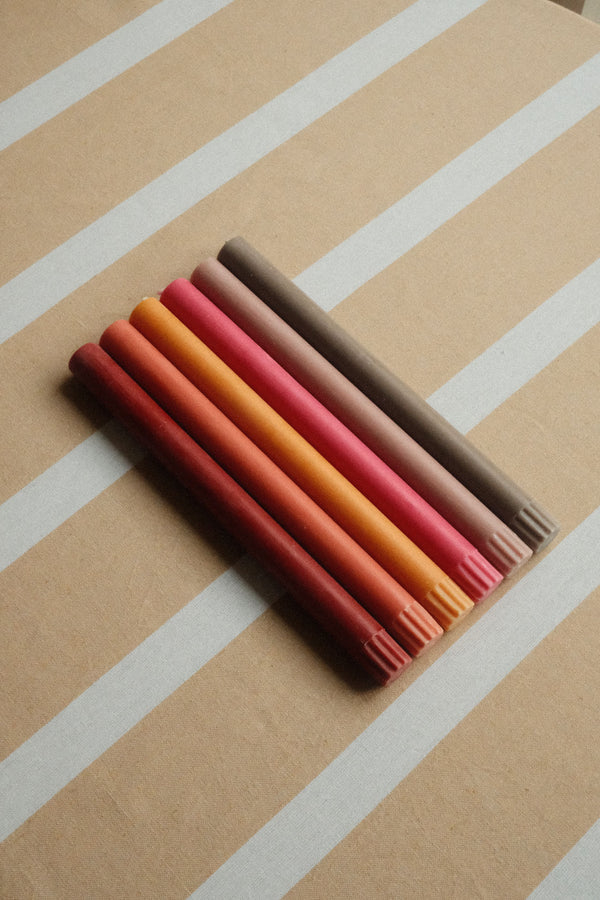 Set of Six Mixed Set Warm Rainbow Eco Dinner Candle