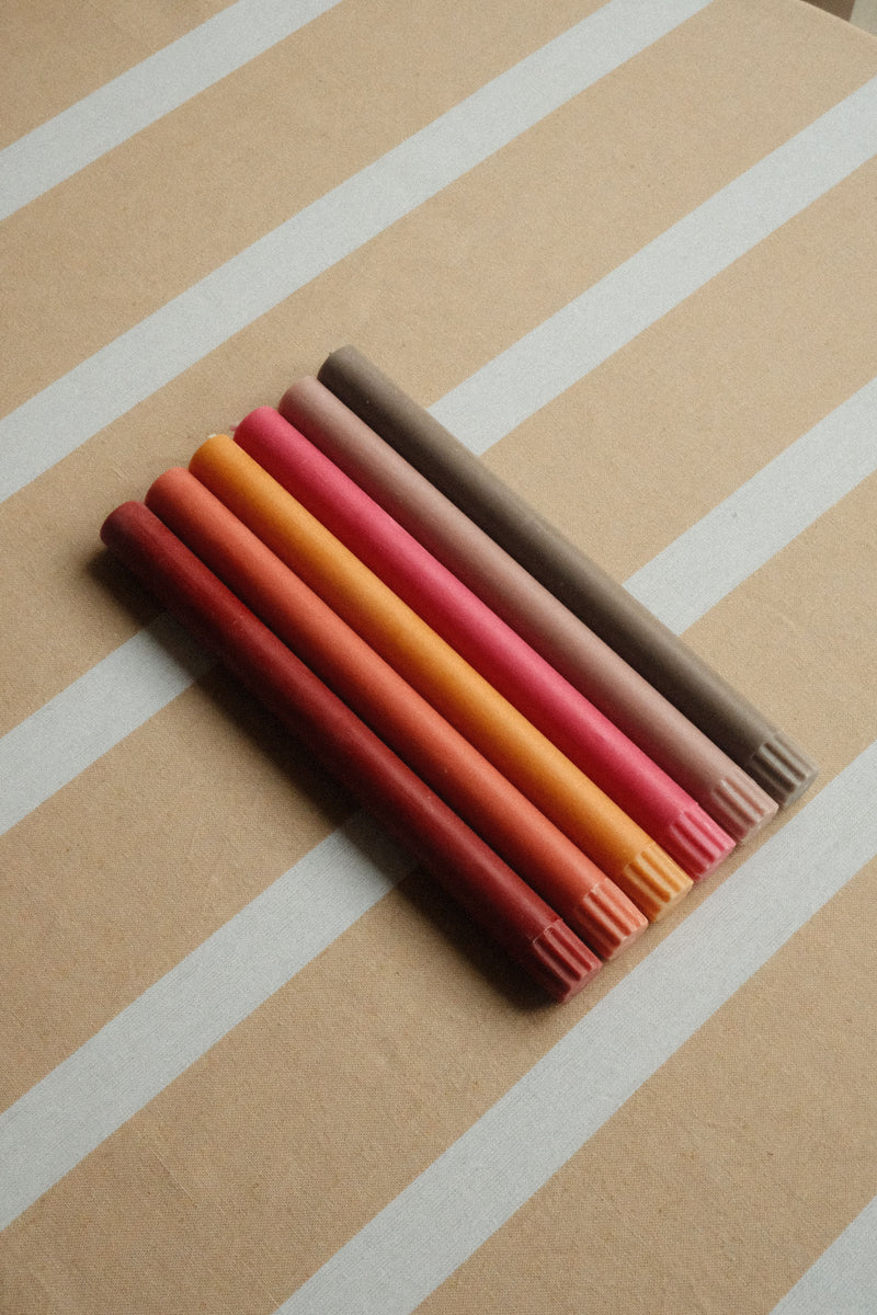 Set of Six Mixed Set Warm Rainbow Eco Dinner Candle