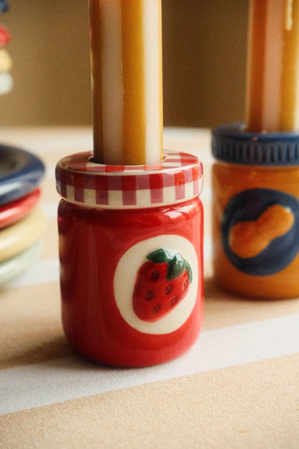 Set of Two Peanut Butter and Jam Ceramic Candle Holders