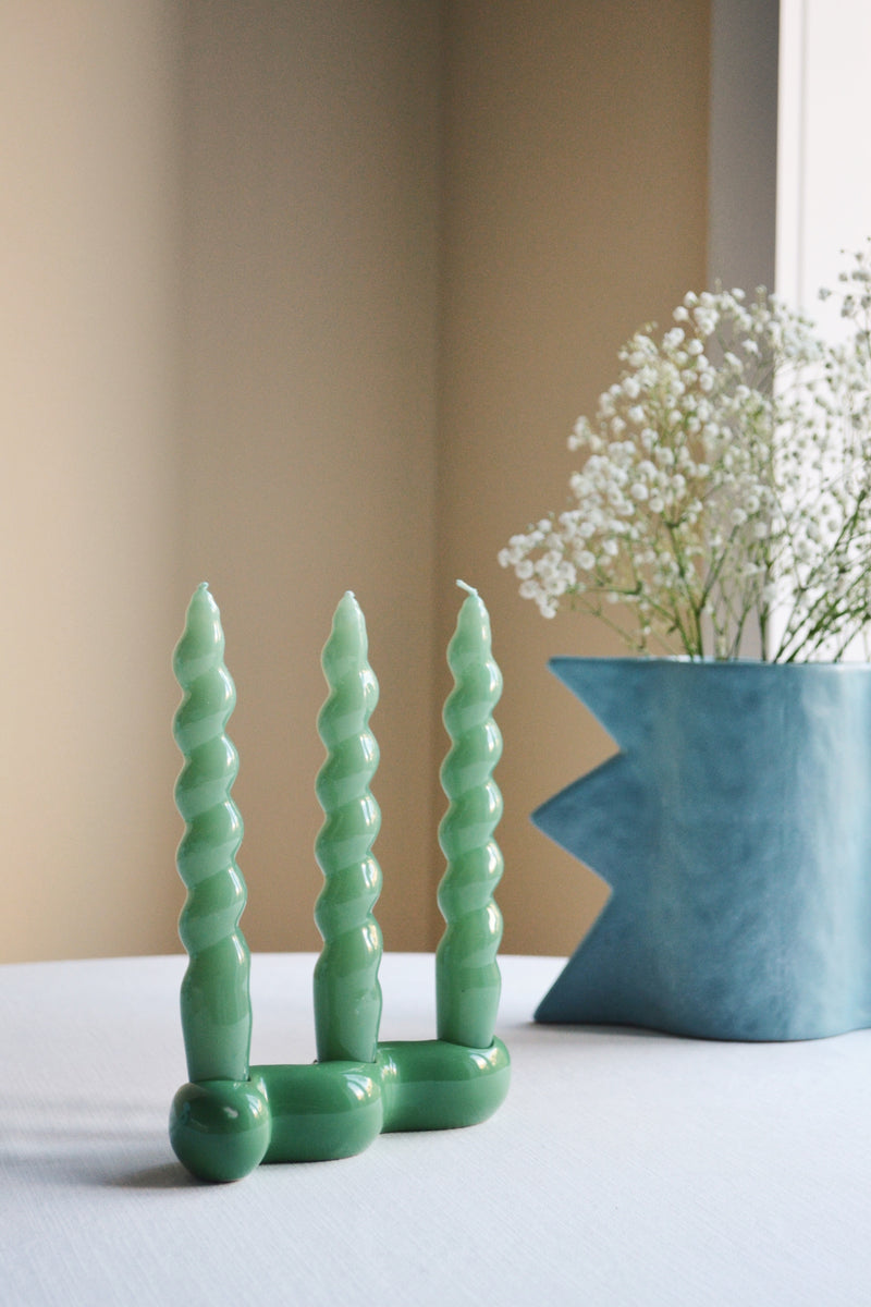 Green Wiggle Candle Holder
