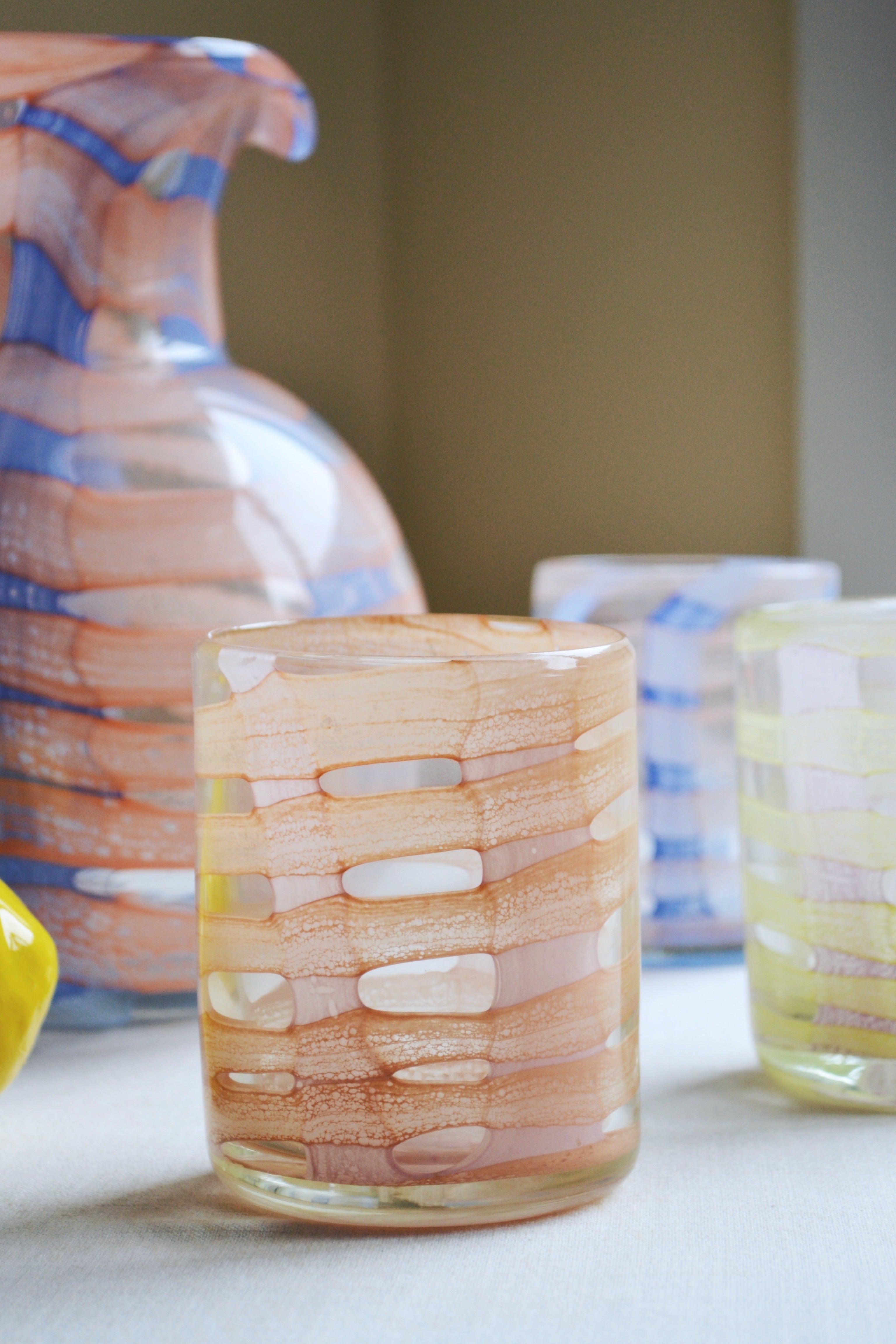 Iris Checkered Glass - Pink and Orange – Spicer and Wood