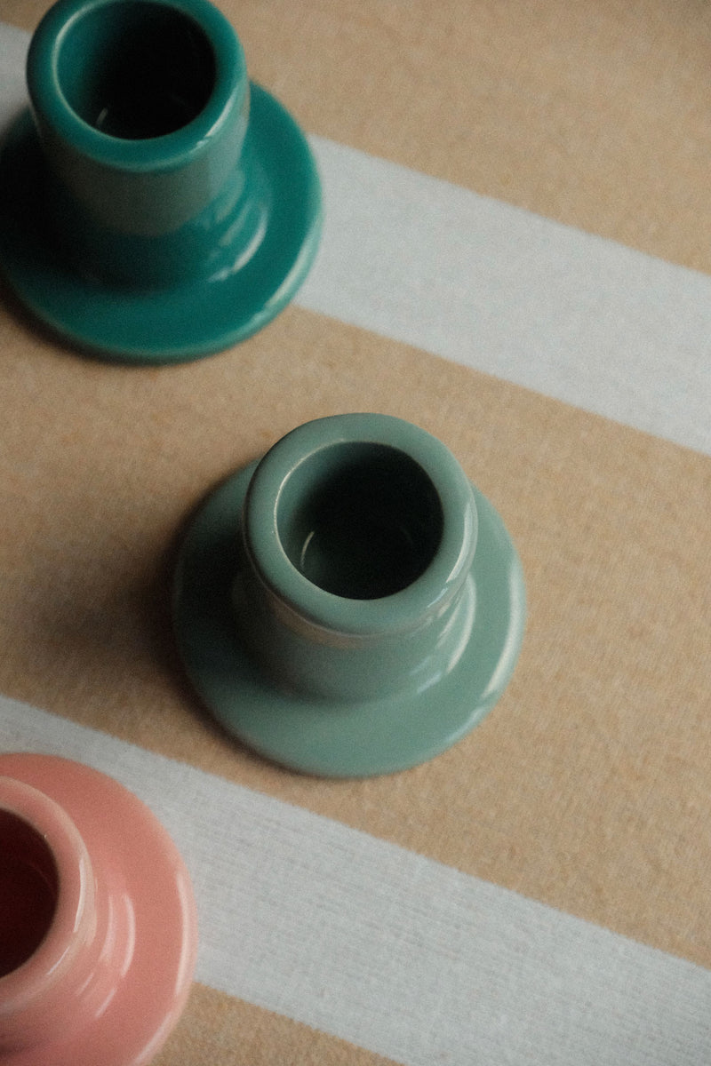 Glossy Ceramic Tube Candle Holder - Six Colours Available
