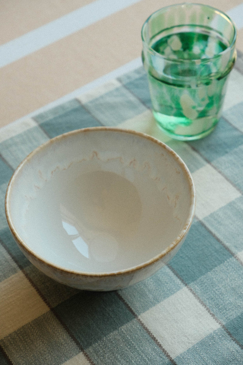 Set of Four White Drip Glaze Ceramic Cereal Bowls
