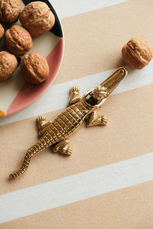 Polished Brass Crocodile Nutcracker