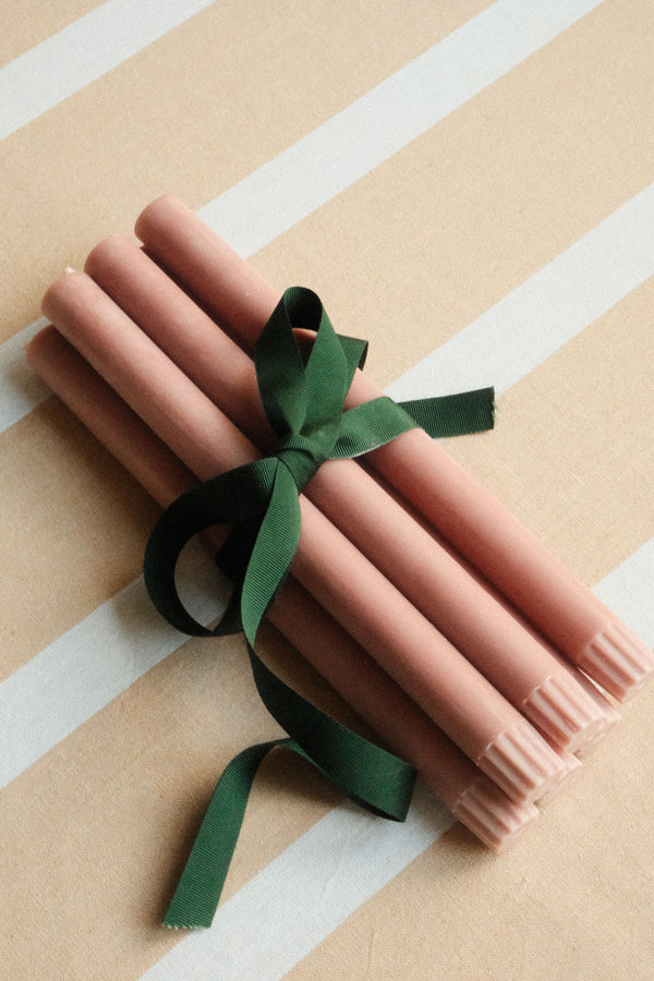 Set of Six Old Rose Eco Dinner Candles