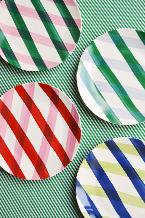 Check Graphic Porcelain Plate - Four Colours Available
