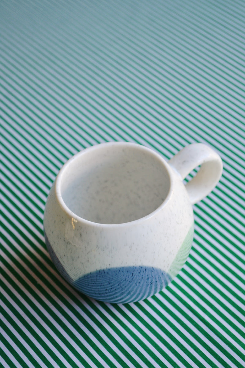 Round Glazed Mug - Blue Circles