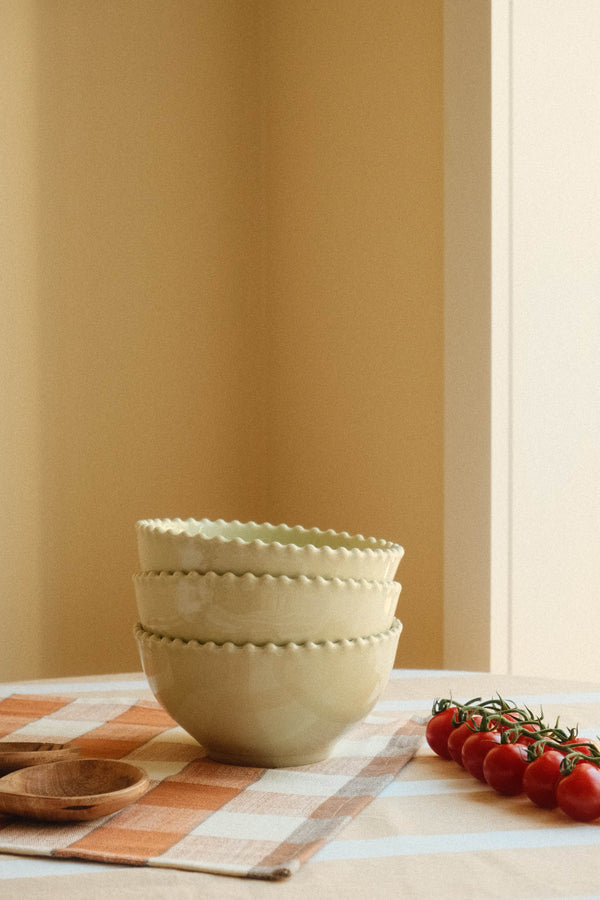 Stoneware Hay Yellow Green Bobble Bowl