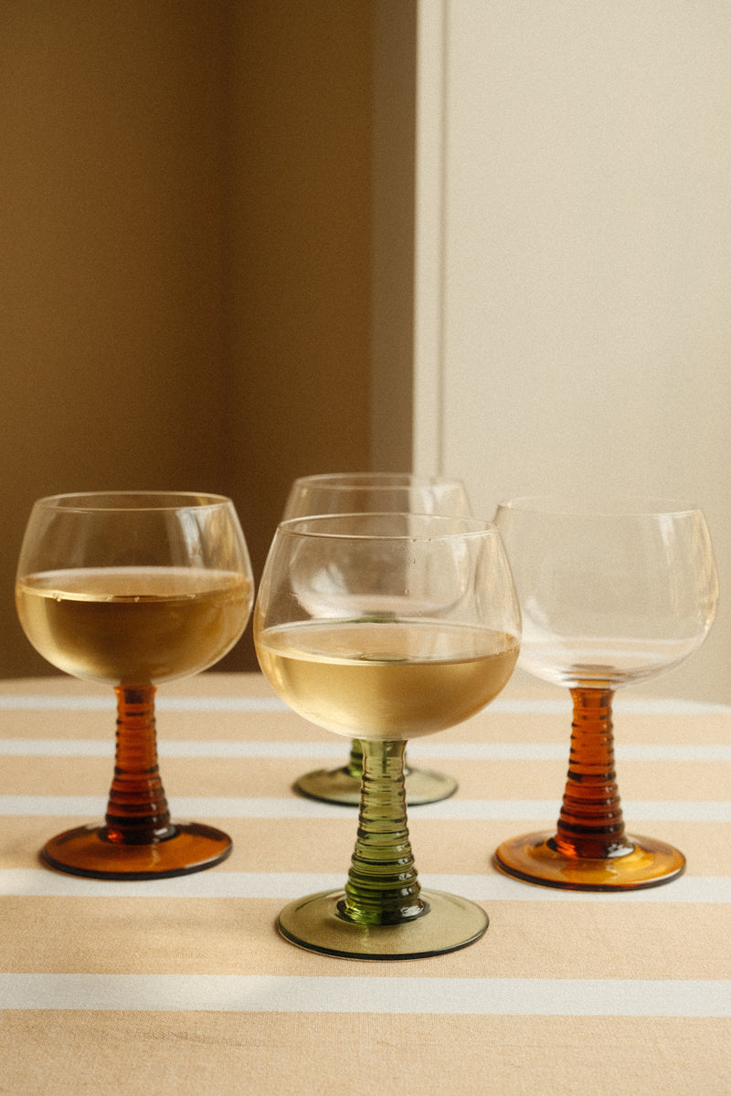 Set of Two Retro Roemer Glasses - Amber