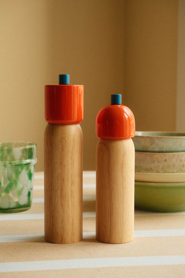 Salt and Pepper Grinder - Orange and Blue - Two Sizes Available