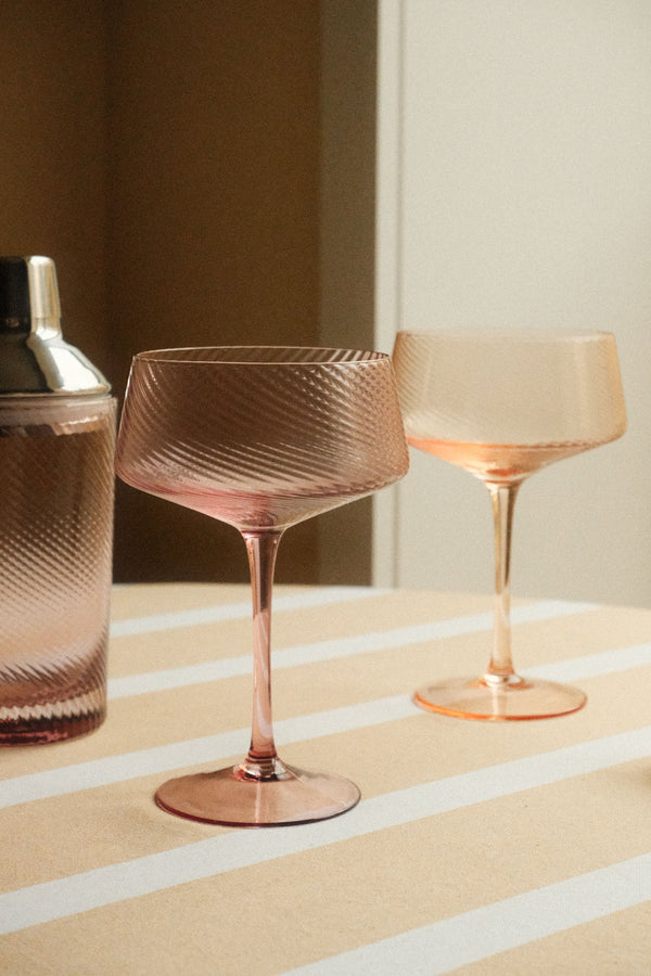Set of Two Twist Champagne Coupes - Pink and Peach