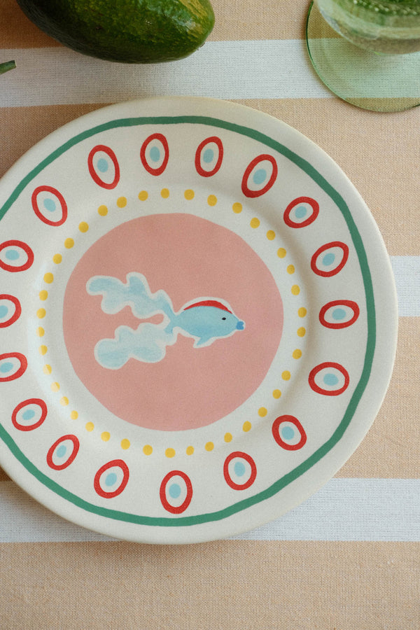 Stoneware Summer Lunch Plate - Guppy Fish