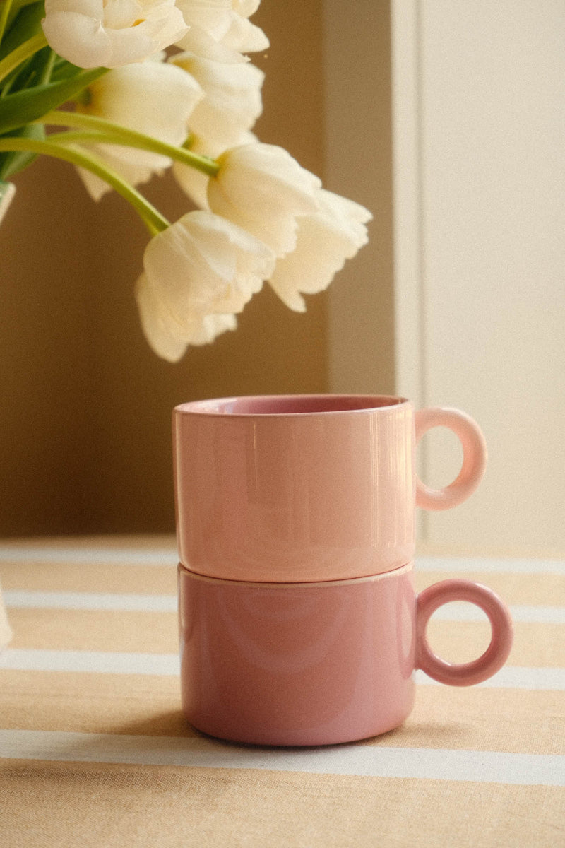 Set of Two Pink Mugs