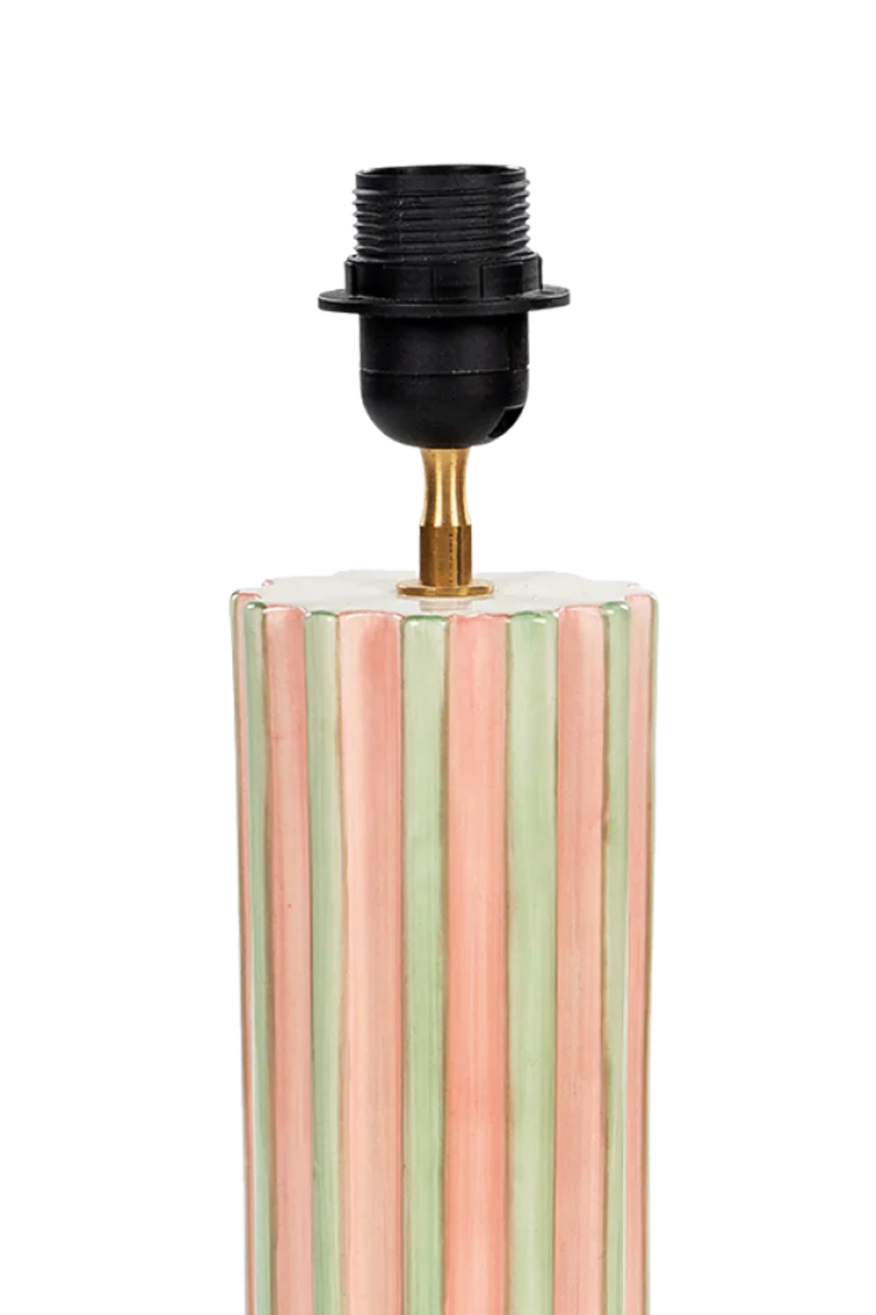 Green and Pink Ceramic Stripe Lamp