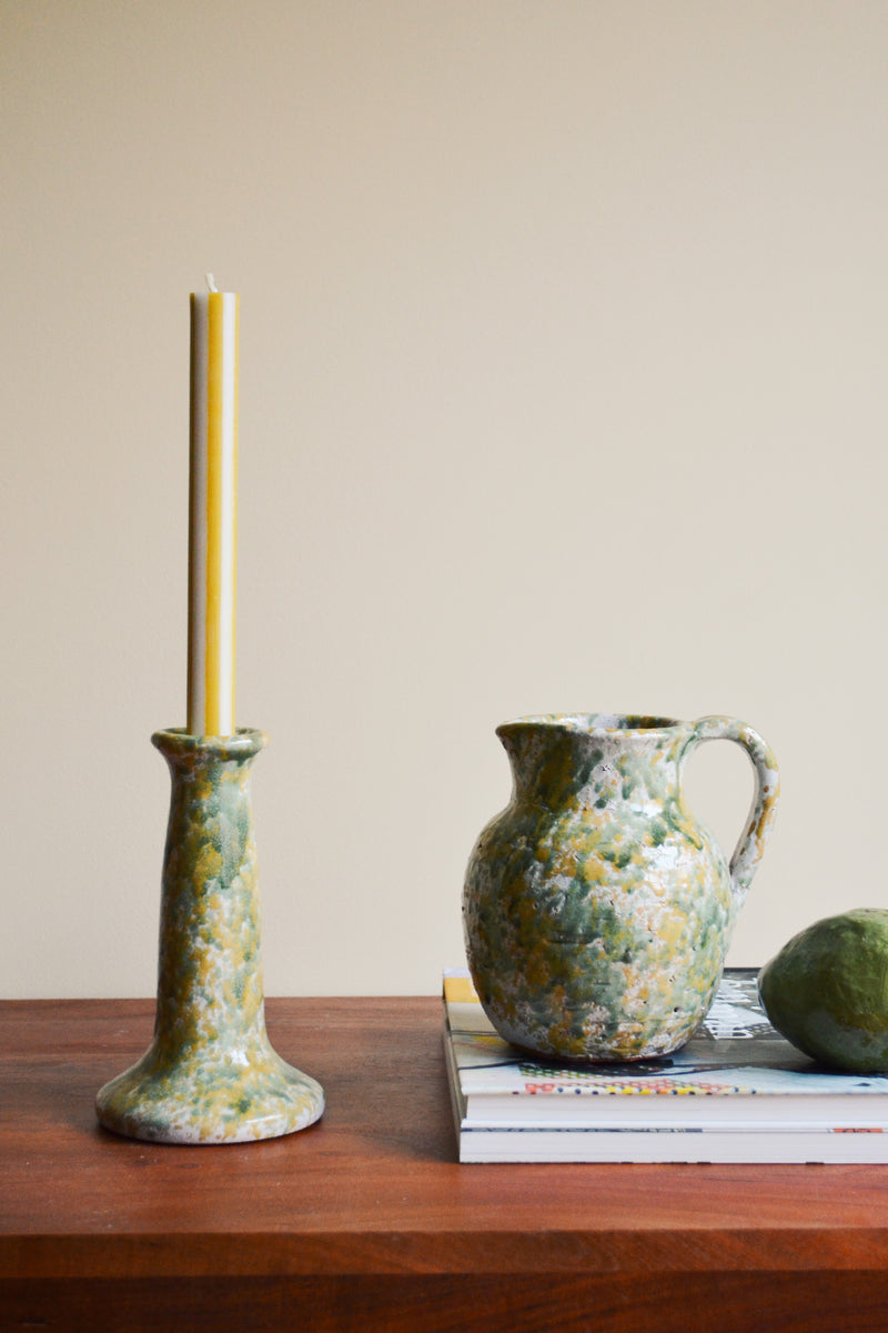 Mustard and Green Splatter Terracotta Vase