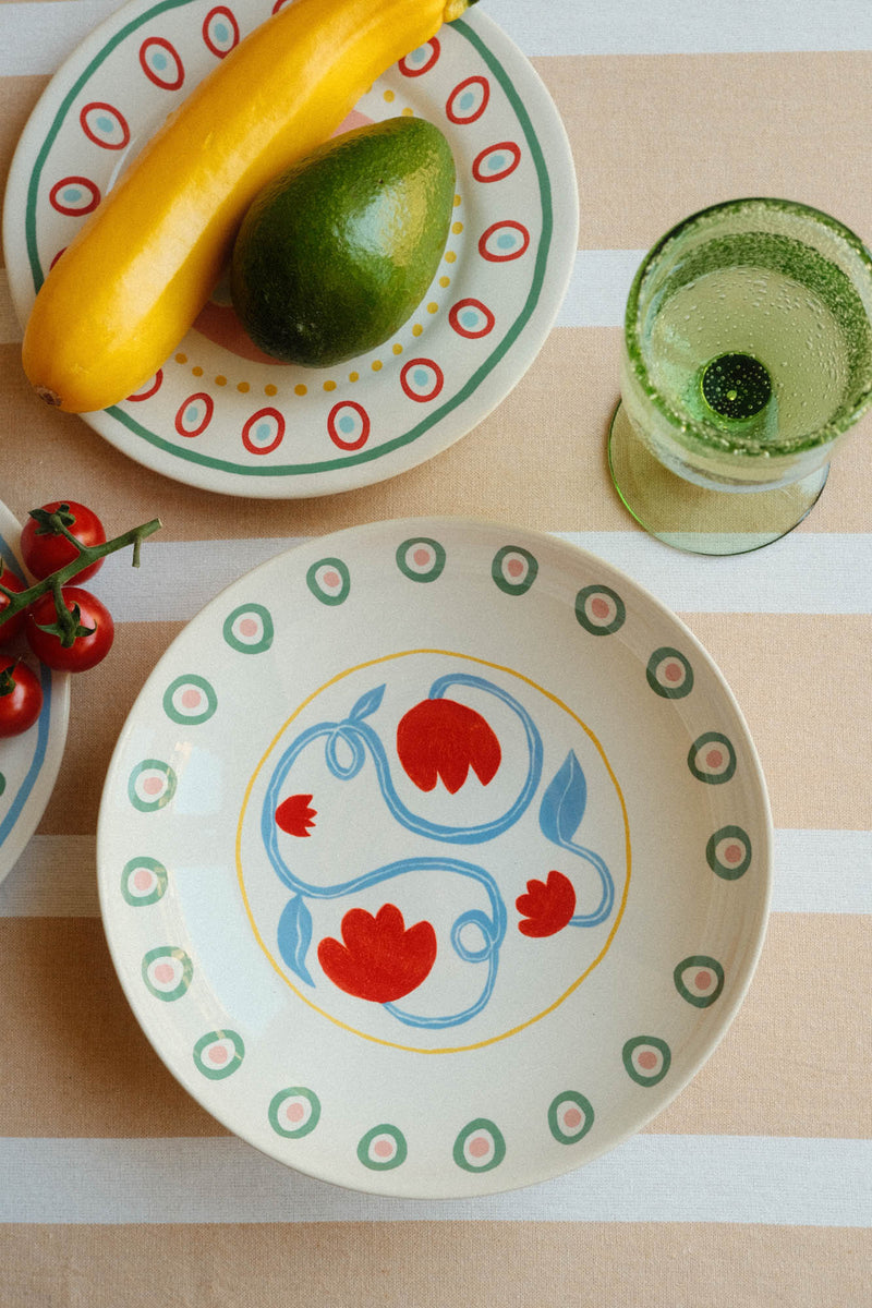 Stoneware Summer Pasta Bowl - Tulip