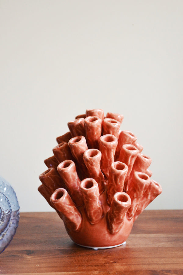 Orange Stoneware Coral Figure