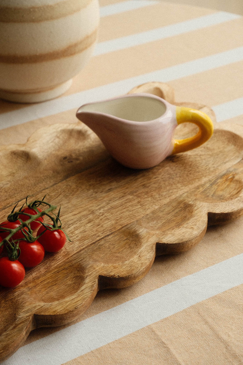 Scalloped Mango Wood Serving Decorative Tray