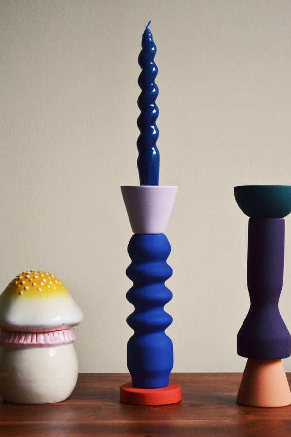 Stack Cobalt Tall Candlestick Holder