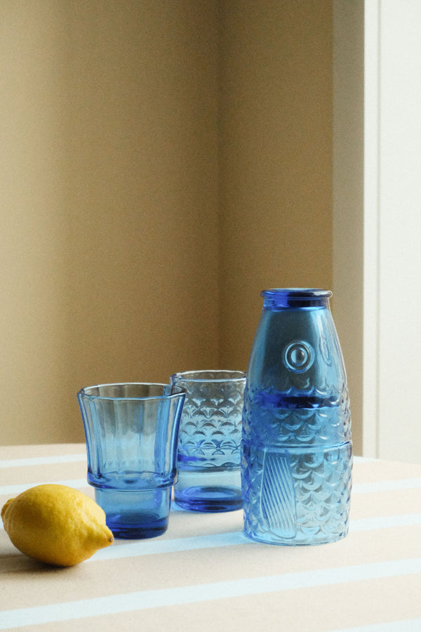 Set of Four Fish Stacking Drinking Glasses - Blue