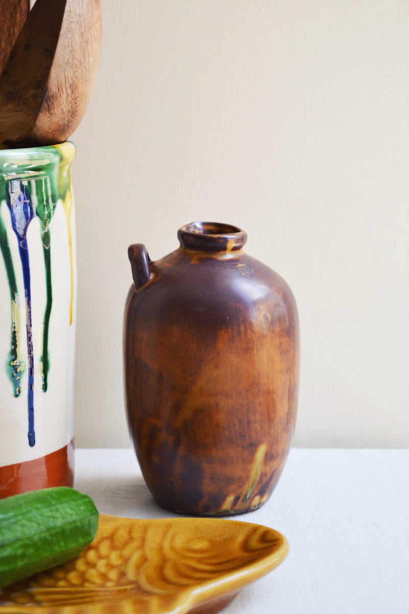 Brown Antiqued Stoneware Vase