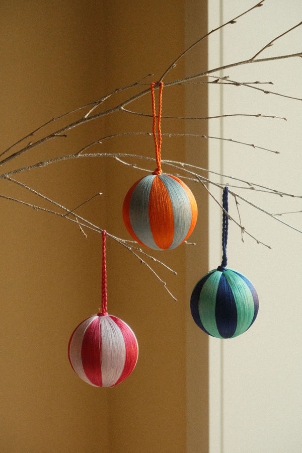 Set of Three Medium Stripe Thread Baubles