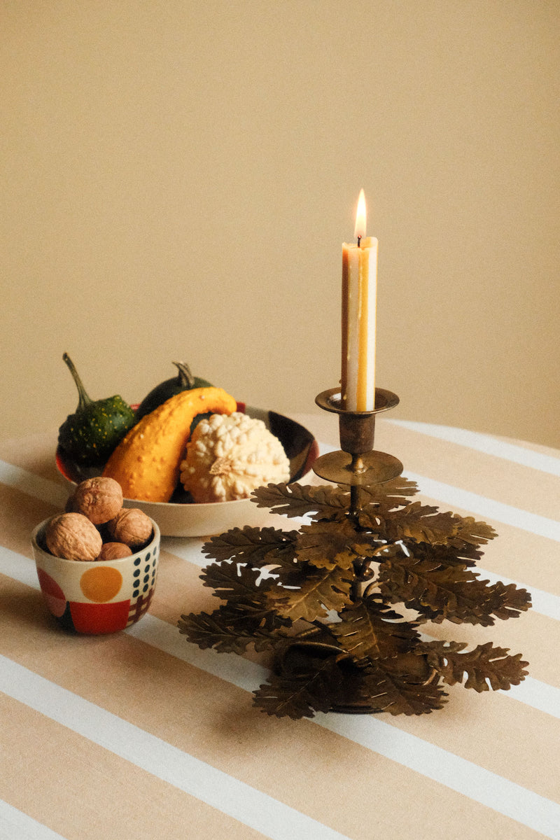 Antique Gold Oak Leaf Candle Holder