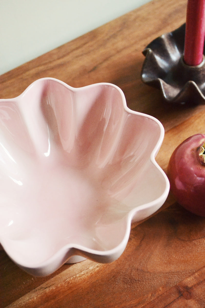 Pastel Pink Stoneware Fruit Bowl