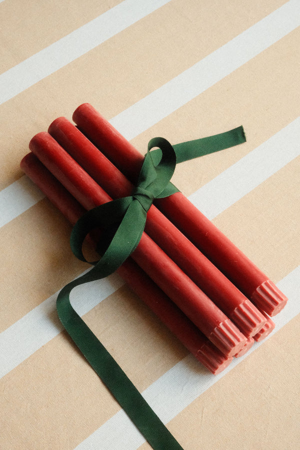 Set of Six Red Eco Dinner Candles