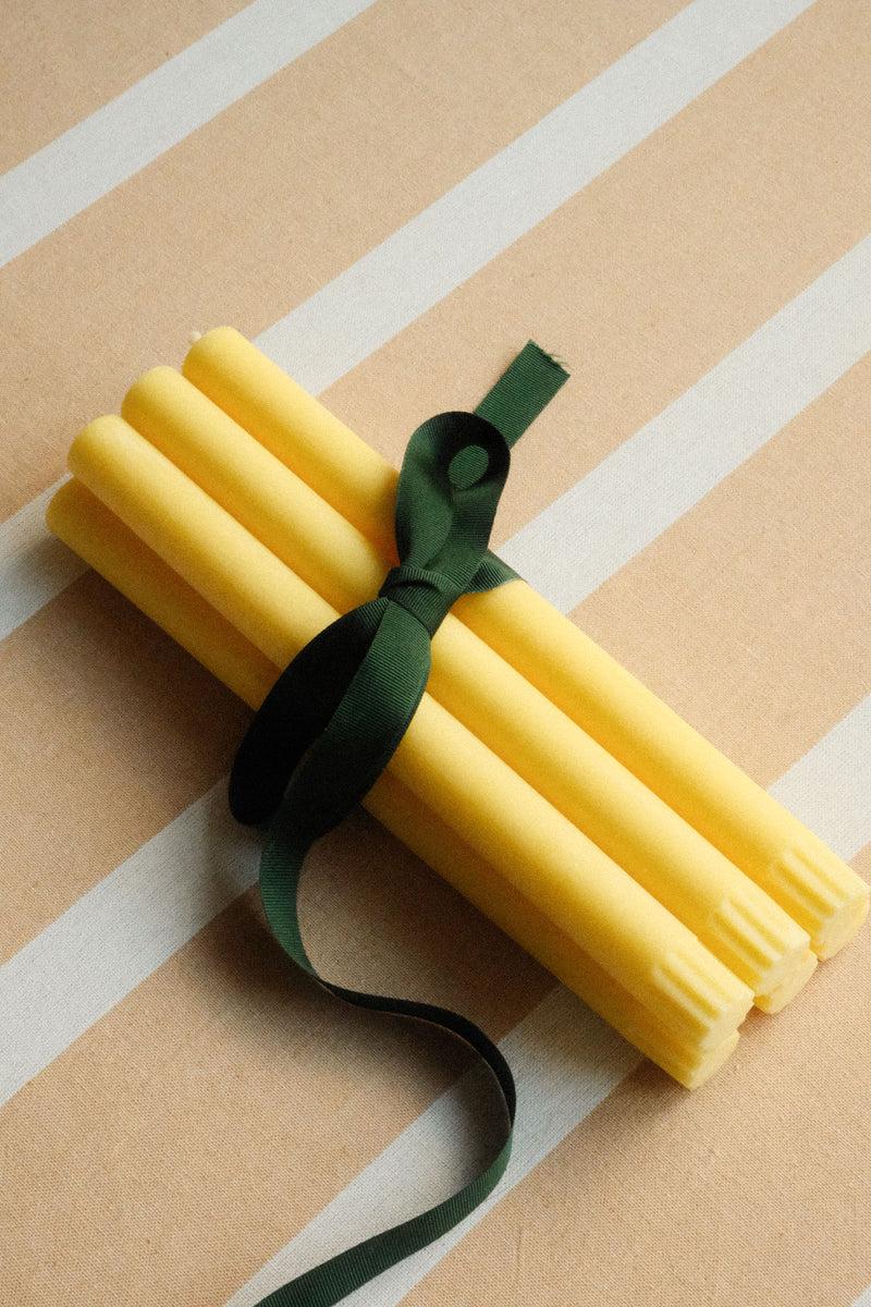 Set of Six Primrose Yellow Eco Dinner Candles