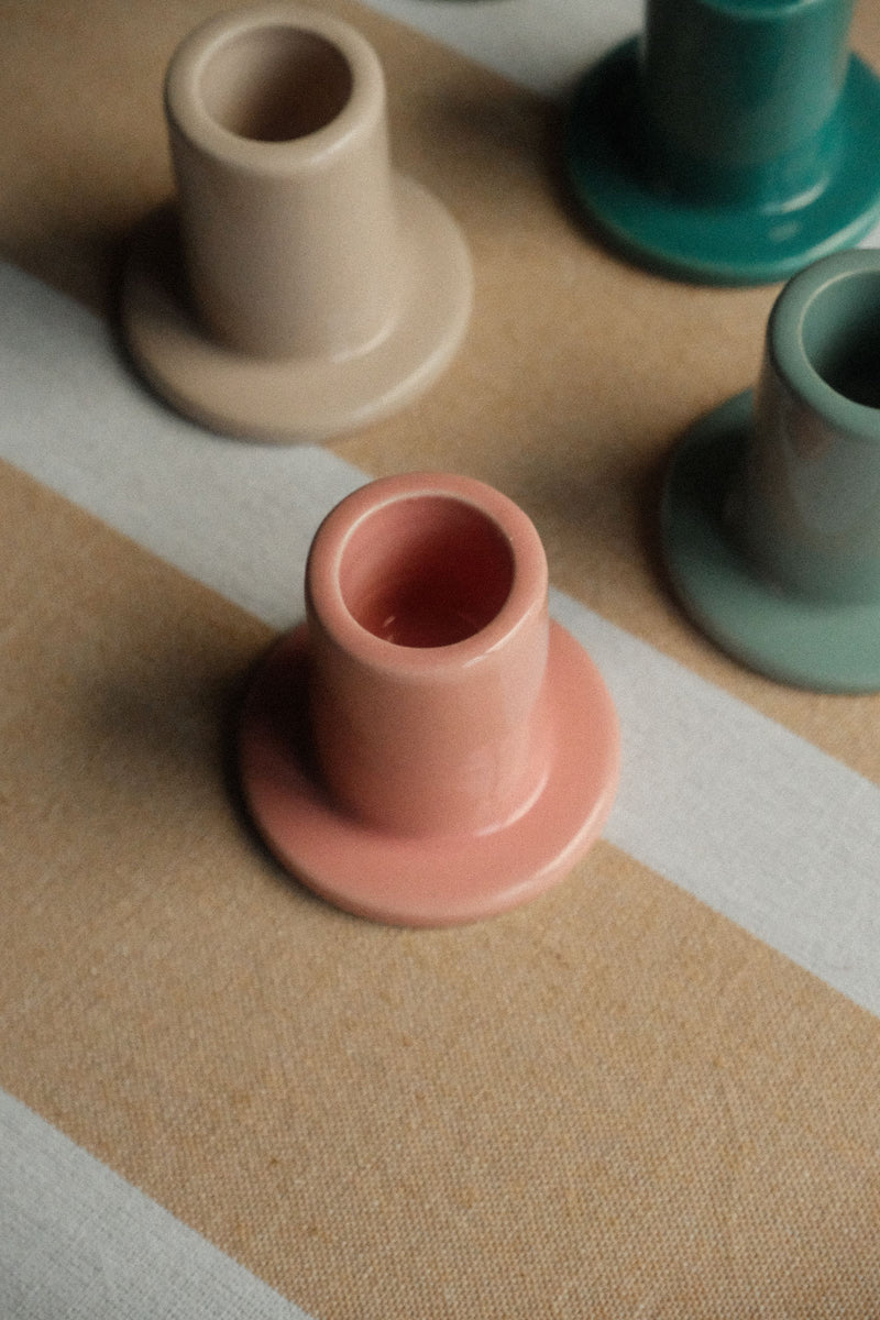 Glossy Ceramic Tube Candle Holder - Six Colours Available