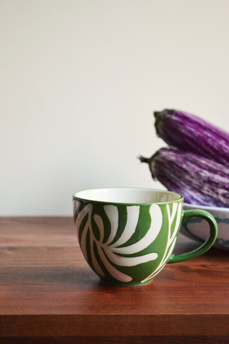 Green Embossed Patterned Mug