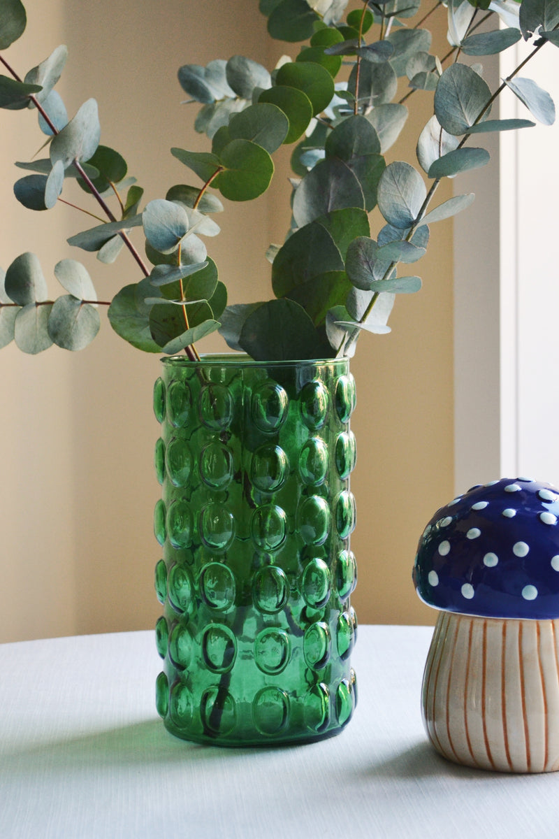 Green Glass Bobble Vase