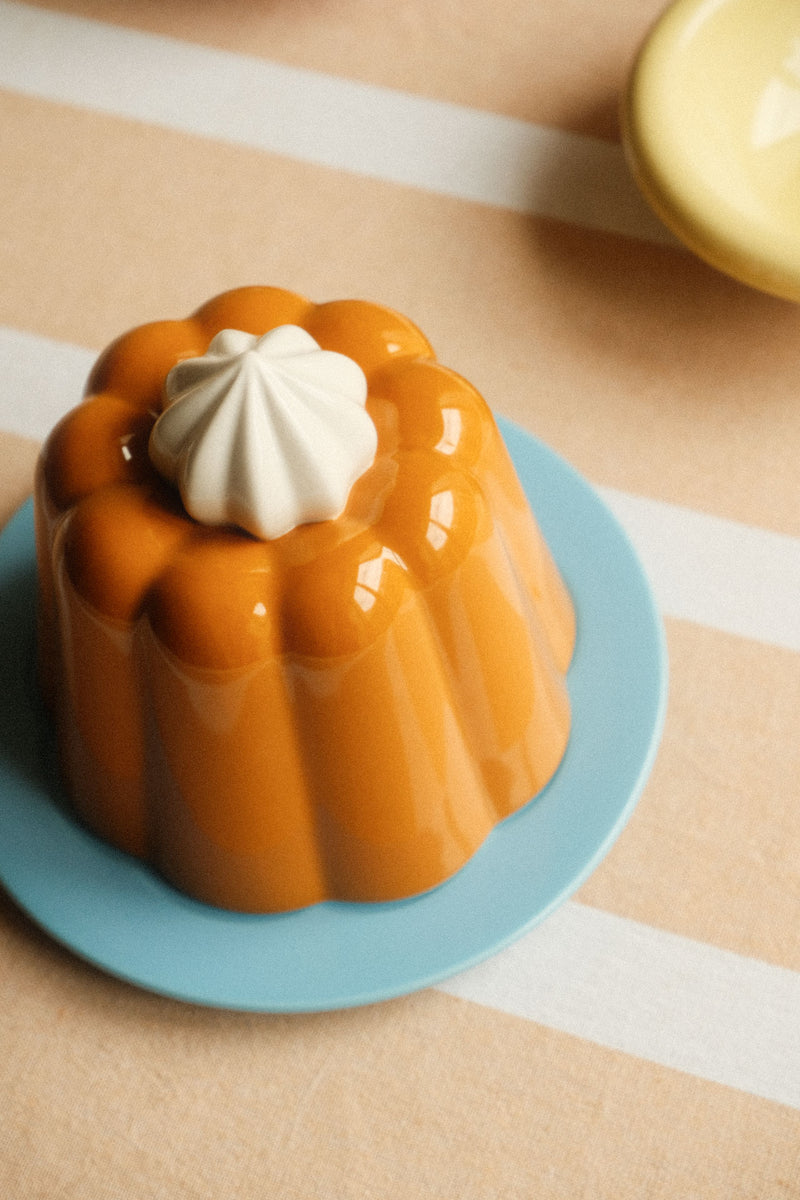 Orange and Blue Pudding Stoneware Cloche