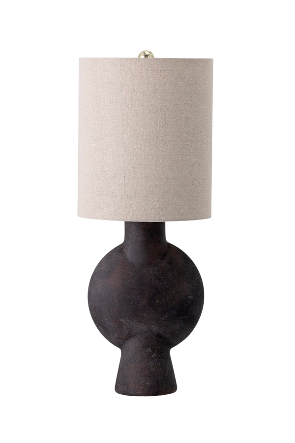 Brown Terracotta Lamp with Linen Shade