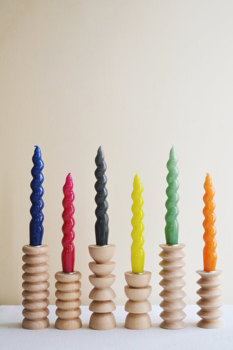 Set of Three Spiral Taper Candles - Six Colours Available