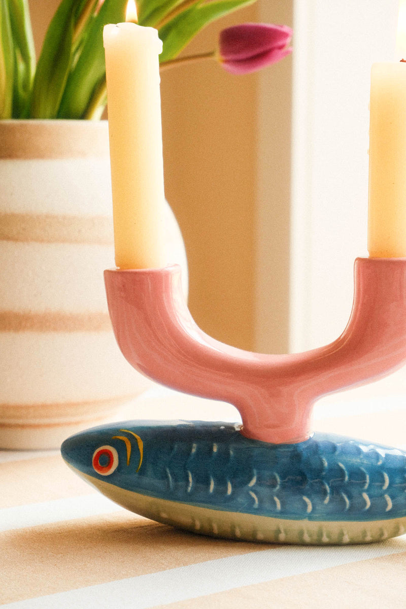 Ceramic Fish Double Candle Holder